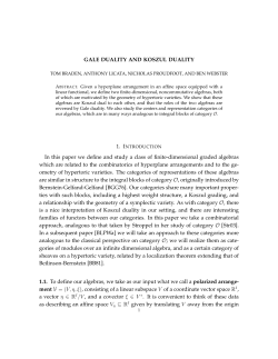 GALE DUALITY AND KOSZUL DUALITY In this paper we define and