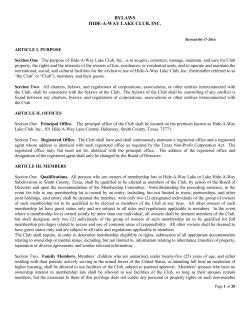 Bylaws - Hideaway Lake