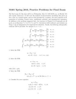 M401 Spring 2010, Practice Problems for Final Exam