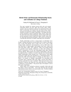 Birth Order and Romantic Relationship Styles and Attitudes in