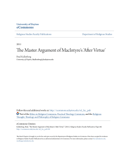 The Master Argument of MacIntyre`s `After Virtue`