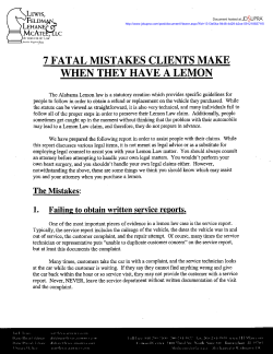 Lewis, Feldm Lehane McAtelc 7 FATAL MISTAKES