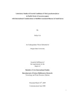 Laboratory Studies of Growth Conditions of Vibrio parahaemolyticus