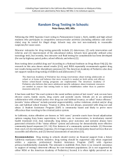 Random Drug Testing in Schools - Blue Ribbon Commission on