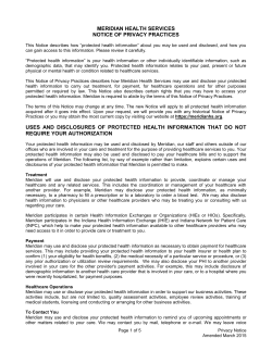 MERIDIAN HEALTH SERVICES NOTICE OF PRIVACY PRACTICES