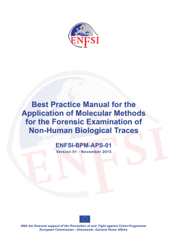 Best Practice Manual for the Application of Molecular