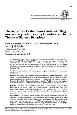 The influence of autonomous and controlling motives on physical