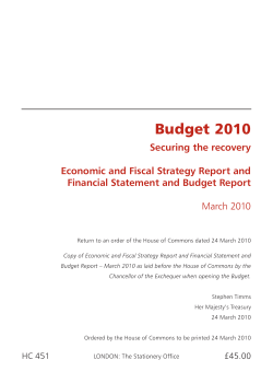 Budget 2010: Securing the Recovery