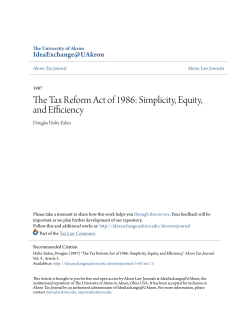 The Tax Reform Act of 1986: Simplicity, Equity, and Efficiency