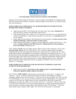 Correcting Judge Gorsuch`s Record on Students with