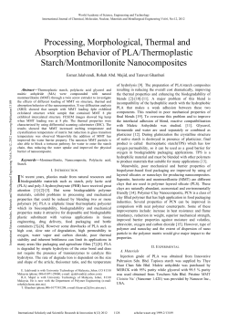 Processing, Morphological, Thermal and Absorption Behavior of