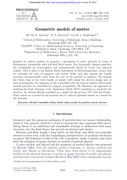 Geometric models of matter - Proceedings of the Royal Society A