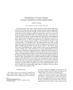 Geochemistry of Venus` Surface: Current Limitations as Future
