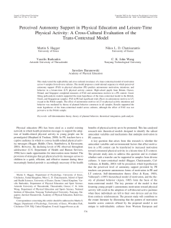 Perceived Autonomy Support in Physical Education