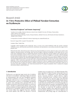 In Vitro Protective Effect of Phikud Navakot Extraction on Erythrocyte