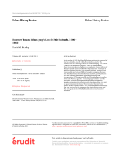 Rooster Town: Winnipeg`s Lost M&eacute;tis Suburb, 1900&ndash; 1960