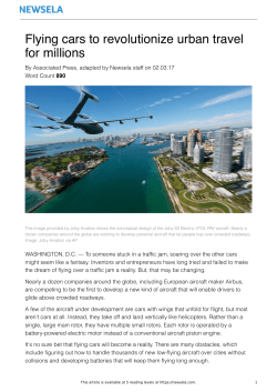 Flying cars to revolutionize urban travel for millions