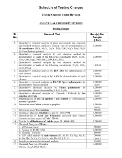 Schedule of Testing Charges