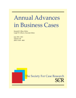 Annual Advances in Business Cases