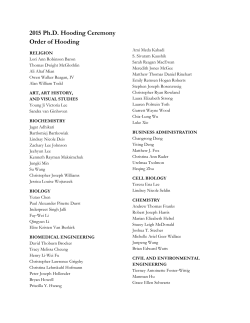 2015 Ph.D. Hooding Ceremony Order of Hooding
