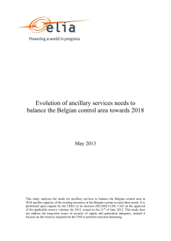 Evolution of ancillary services needs to balance the Belgian