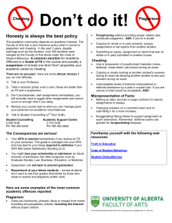 Don`t Do It! (Cheating/Plagiarism)