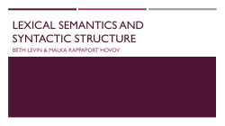 Lexical semantics and syntactic structure