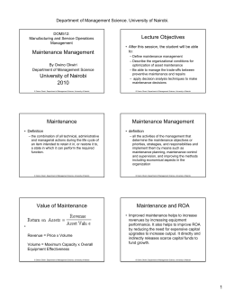 Maintenance Management University of Nairobi 2010 Lecture
