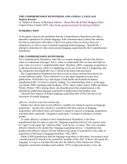 The Comprehension Hypothesis and Animal
