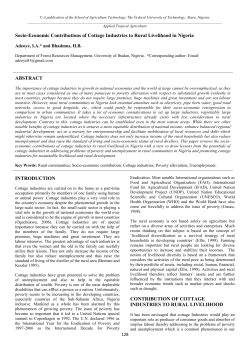 Socio-Economic Contributions of Cottage Industries
