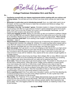 College Freshman Orientation Do`s and Don`ts