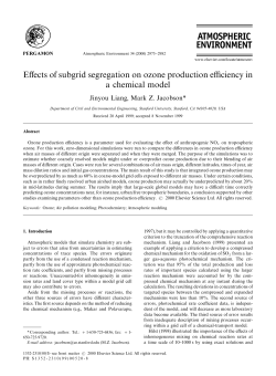 E!ects of subgrid segregation on ozone production e$ciency in a