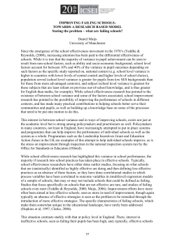 IMPROVING FAILING SCHOOLS: TOWARDS A RESEARCH