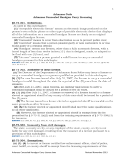 Arkansas Code Arkansas Concealed Handgun Carry Licensing &sect;5