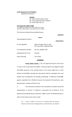 In the Supreme Court of Pakistan (Appellate Jurisdiction) Present