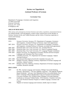 Karina von Tippelskirch Assistant Professor of German