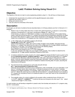 Lab2: Problem Solving Using Visual C++ Objective