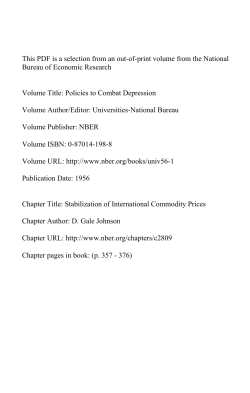 Stabilization of International Commodity Prices