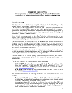 DISCOVER NE ROMANIA Development of an Innovative Strategy