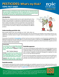 PESTICIDES: What`s my Risk?