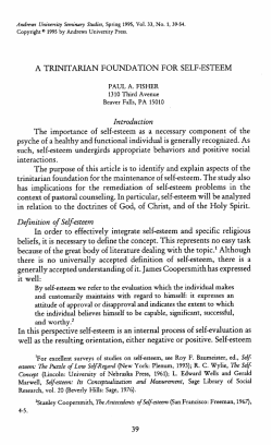 A Trinitarian Foundation for Self-esteem