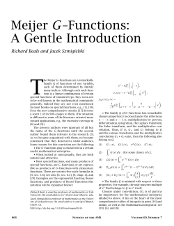 Meijer G&ndash;Functions: A Gentle Introduction