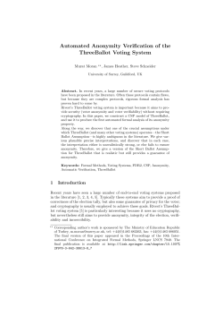 Automated Anonymity Verification of the ThreeBallot Voting System