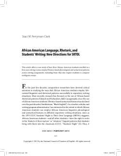 African American Language, Rhetoric, and Students` Writing