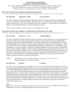 DEPARTMENT OF ENGLISH Spring 2014 COURSE