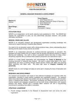 POSITION DESCRIPTION GENERAL MANAGER RESEARCH