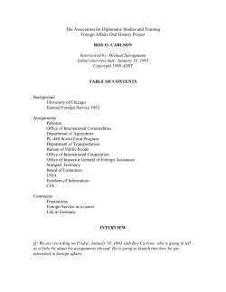 Carlson, Roy O. - Association for Diplomatic Studies and Training