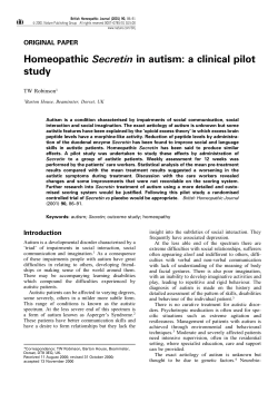 Homeopathic Secretin in autism: a clinical pilot study