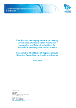 Feedback to the Inquiry into the increasing prevalence of obesity in