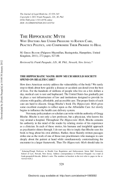 The Hippocratic Myth - DigitalCommons@UM Carey Law